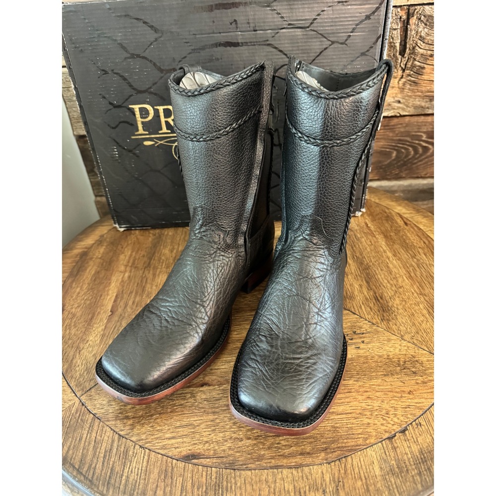 Malcreado Premium Mauro Mens Black Buffalo Leather Western Square Toe Boots 27.5 - Picture 4 of 8